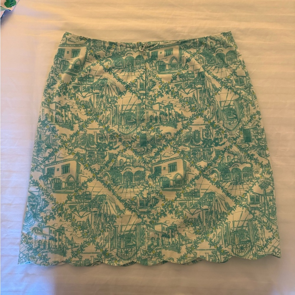 Vintage Lilly Pulitzer Worth Ave Toile Print A-Line Skirt Casual Resort Wear - Picture 3 of 8